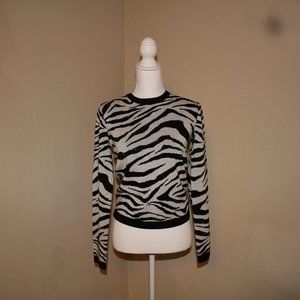 Alice + Olivia Zebra print sweater with beads